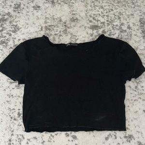 Black Zara short sleeve crop top Size S